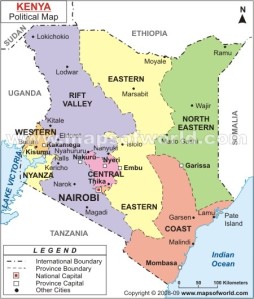 map of Kenya with Provinces